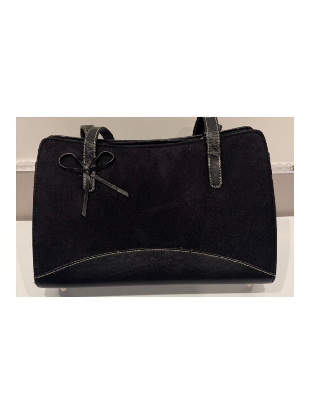 Women's Black Suede & Leather Handbag